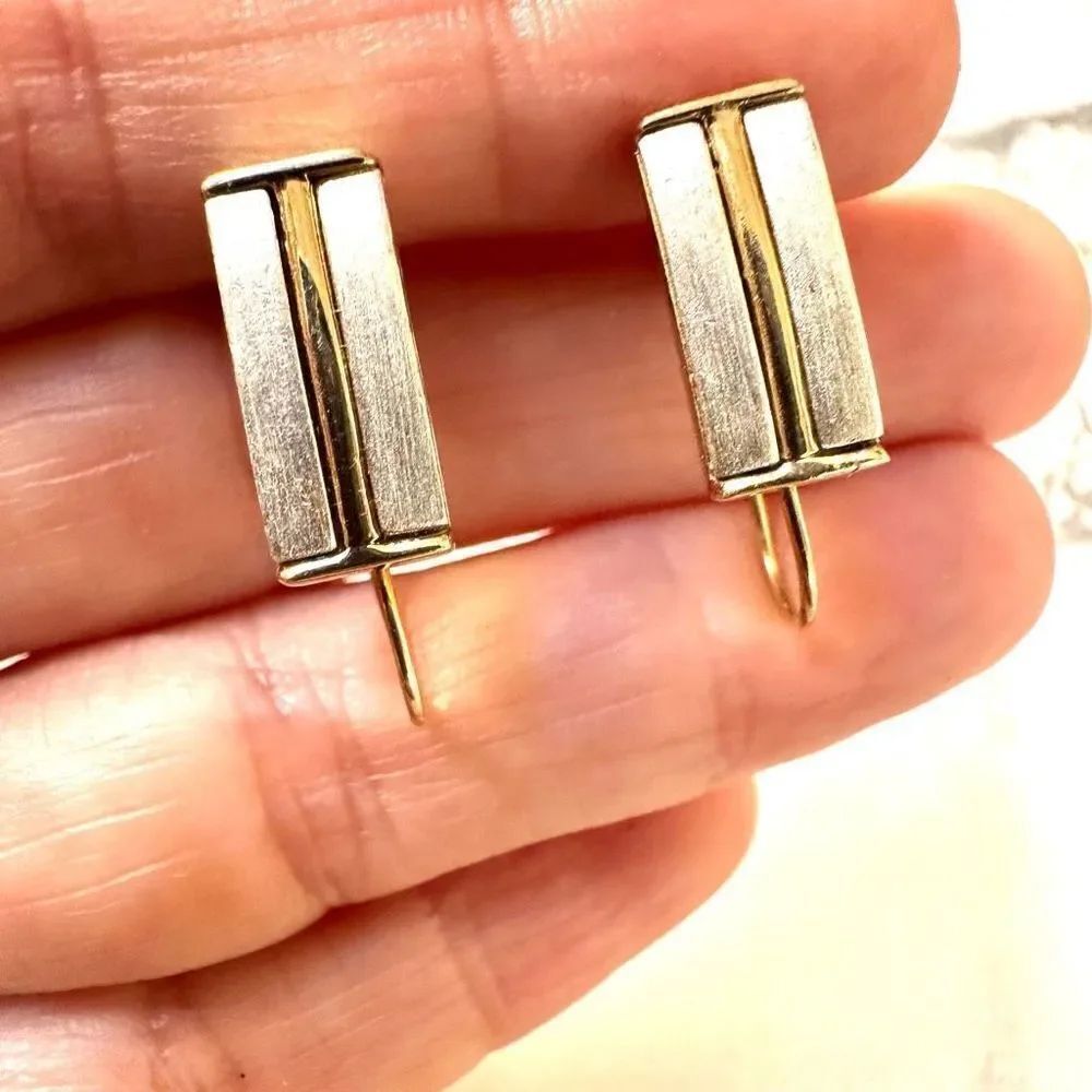 Monet silver gold tone earrings